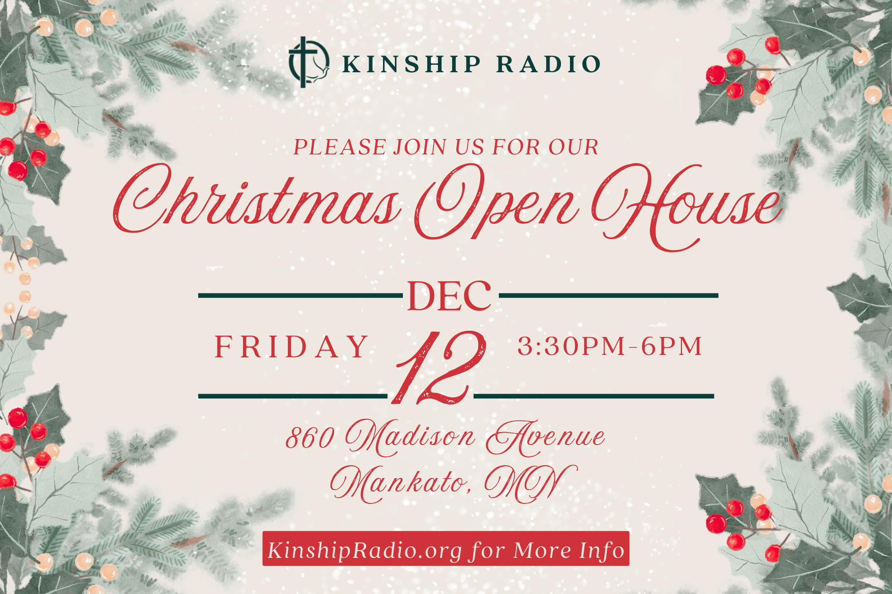 Your Invited to Kinship Radio’s Christmas Open House